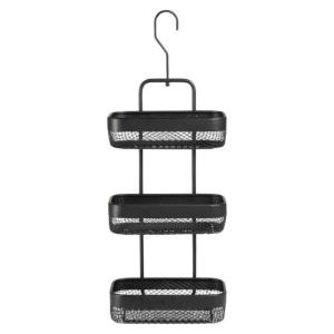 Estante de ducha de 3 niveles de metal negro 62x23x13cm