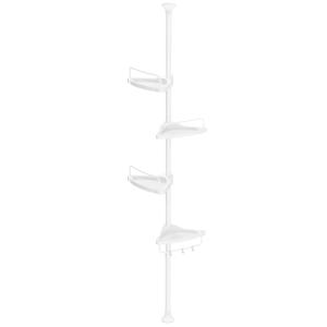 Estante esquinero de ducha de 4 niveles de color blanco