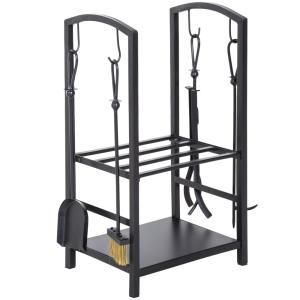 Estante para leña de chimenea 40x30x74.5 cm negro