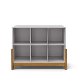 Estantería 6 módulos horizontal blanco y avellana