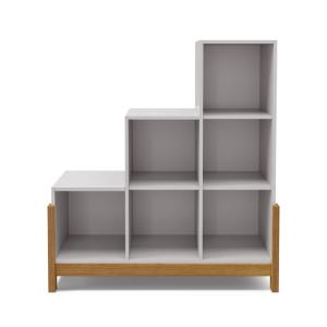 Estantería de almacenamiento en escalera blanco y avellana