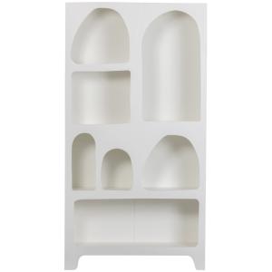 Estantería de madera blanca con nichos