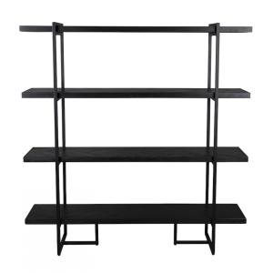 Estantería de madera y acero negro con 4 estantes