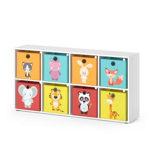 Estantería infantil 143 x 72 cm con 8 cajas plegables, blan…