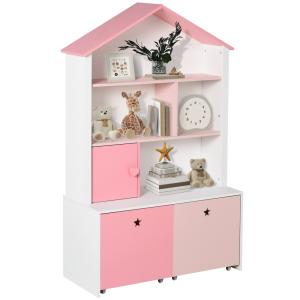 Estantería infantil 80x34x130 cm rosa y blanco