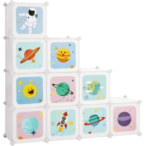 Estantería infantil con 10 cubos de color blanco