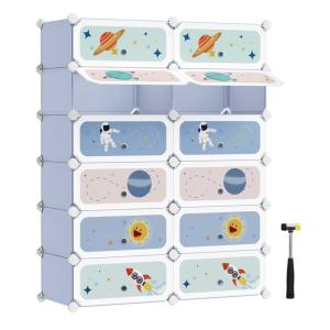 Estantería infantil con 12 cubos de color azul pálido