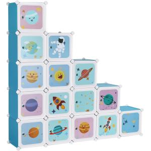 Estantería infantil con 15 cubos de color azul