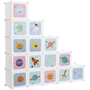 Estantería infantil con 15 cubos de color blanco
