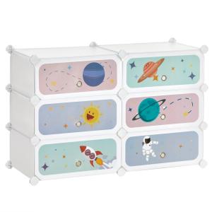Estantería infantil con 6 cubos de color blanco nube