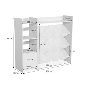 Estantería infantil con 9 cubos, 4 estantes y 1 puerta, nat…