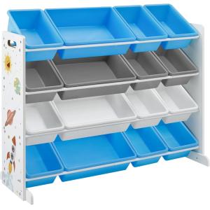 Estantería infantil de 4 niveles de color blanco y azul y g…