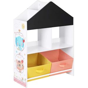 Estantería infantil de color blanco y negro y naranja y ama…
