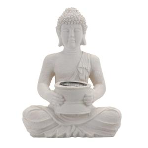Estatua de buda en polystone blanco  21x14x28cm