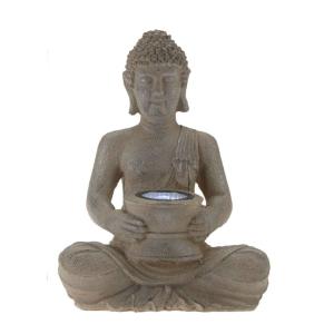 Estatua de buda en polystone gris  21x14x28cm