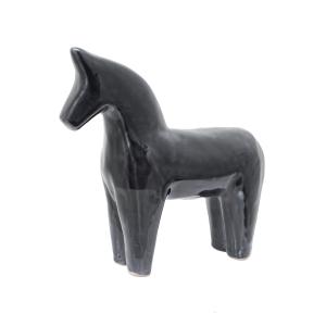 Estatua de caballo de gres azul oscuro negra h26