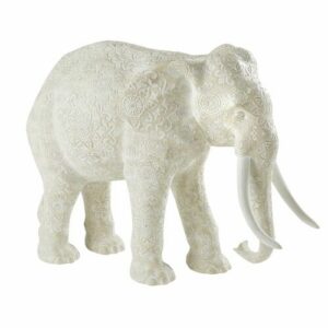 Estatua de elefante beige con efecto envejecido y mandala A…