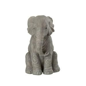 Estatua de elefante sentado en sintético gris 12x12x19 cm