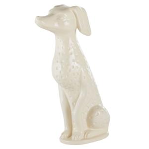 Estatua de galgo en gres blanca Alt 47 cm