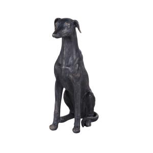 Estatua de galgo en resina gris azulada 73 cm