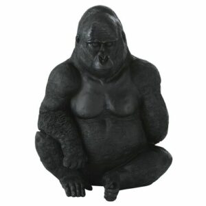Estatua de jardín de gorila sentado negra mate Alt. 83