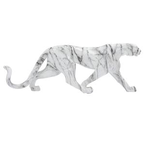 Estatua de leopardo de fibra de vidrio con efecto mármol L9…