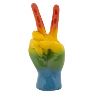 Estatua de resina multicolor con forma de mano 16x13x36,5 cm