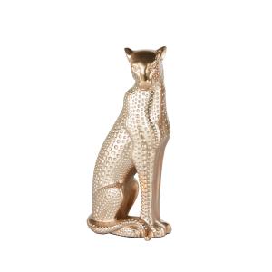 Estatua decorativa de leopardo dorado de 38 cm