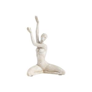 Estatua decorativa de mujer sentada gaia en poliresina beig…