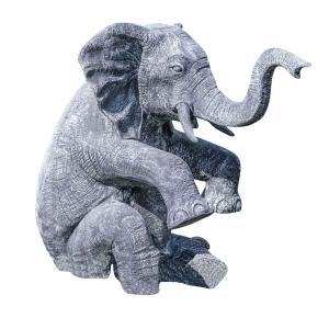Estatua elefante con pátina negra gris sentado 95 cm