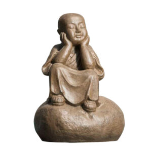 Estatua monje shaolín pensativo pátina gris envejecida 80 c…