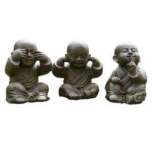 Estatuas monje de la sabiduría con pátina marrón envejecido…