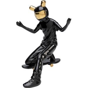 Estatuilla astronauta patinador de cerámica esmaltada negro…
