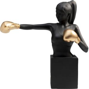 Estatuilla de busto de mujer boxeadora de poliresina negro…