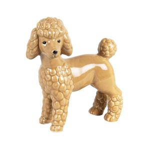 Estatuilla de caniche en loza beige Alt 18 cm