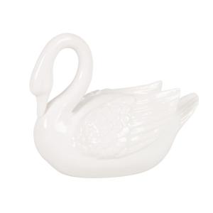 Estatuilla de cisne de loza blanca Alt18 cm
