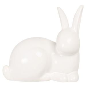 Estatuilla de conejo de gres blanco Alt. 16 cm