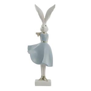 Estatuilla de conejo de poliresina blanca alt. 35