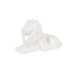 Estatuilla de león de loza blanca Alt11 cm