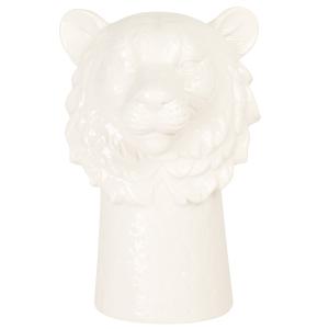 Estatuilla de león de porcelana blanca Alt. 23 cm