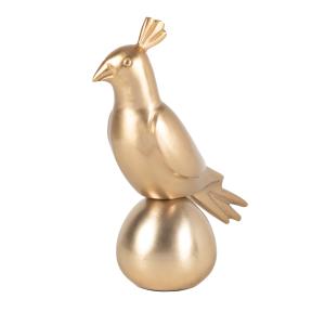 Estatuilla de loro de aluminio dorado Alt. 21 cm