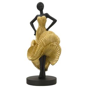 Estatuilla de mujer de resina dorada 16,5x15x36 cm