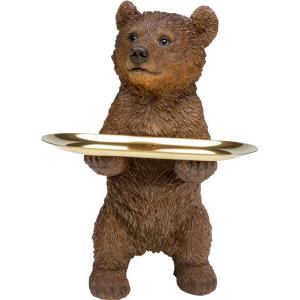 Estatuilla de oso de poliresina con bandeja dorada hecho a…