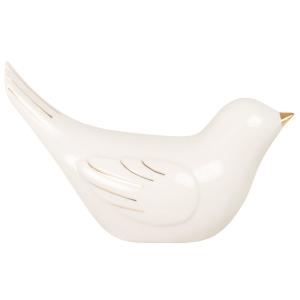 Estatuilla de pájaro en porcelana blanca y dorada Alt. 9 cm