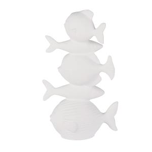 Estatuilla de peces de cerámica blanca de 36 cm