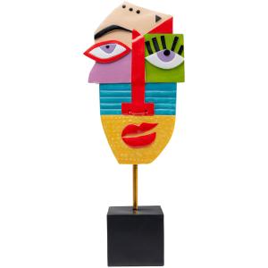 Estatuilla de rostro abstracto de poliresina multicolor 52cm
