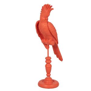 Estatuilla loro en color naranja, altura 40 cm