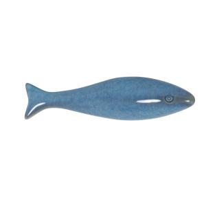 Estatuilla sardina de gres azul, longitud 15 cm