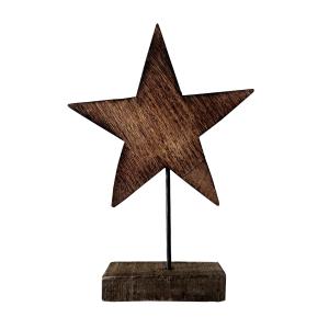 Estrella decorativa de mesa en madera de mango marrón