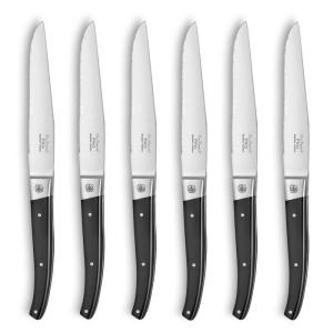 Estuche 6 cuchillos chuleteros hoja dentada  Negro